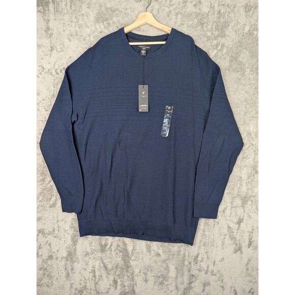 Brand New Shaquille O'Neal Sweater Men 3XLT Navy Blue Long Sleeves Crewneck Knit - Picture 1 of 6